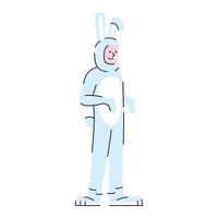 Man dressed in bunny costume flat vector illustration