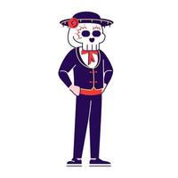 Man wearing sugar scull face flat vector illustrations set