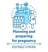 planificación y preparación para el icono del concepto de embarazo vector
