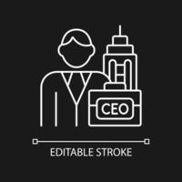 Chief executive white linear icon for dark theme vector