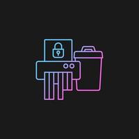 Sensitive information disposal gradient vector icon for dark theme