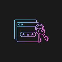 Password management gradient vector icon for dark theme