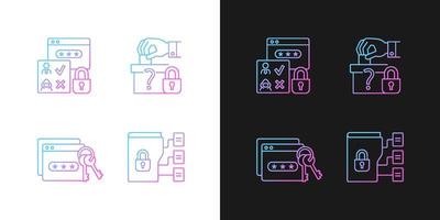 Data sensitivity gradient icons set for dark and light mode vector