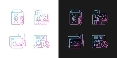 Sensitive data types gradient icons set for dark and light mode vector