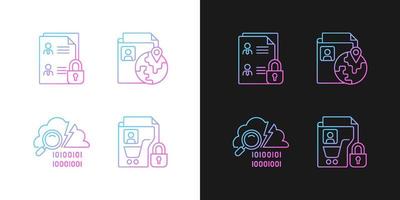 Maintain information security gradient icons set for dark and light mode vector