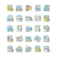 Sensitive information types RGB color icons set vector