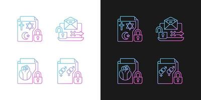 Data confidentiality gradient icons set for dark and light mode vector