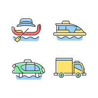 Booked taxi service RGB color icons set vector