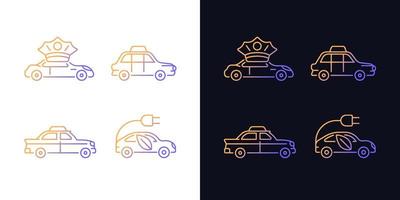 Taxi booking gradient icons set for dark and light mode vector