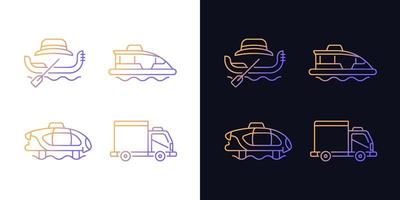 Booked taxi service gradient icons set for dark and light mode vector