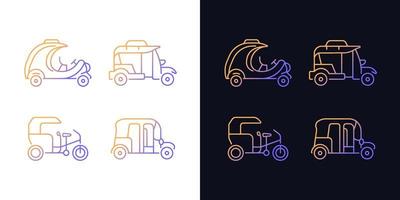 Transporting passengers business gradient icons set for dark and light mode vector