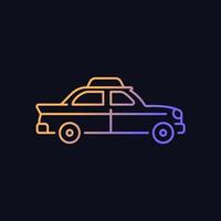 Retro taxi car gradient vector icon for dark theme