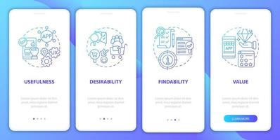 Ux usability onboarding mobile app page screen vector