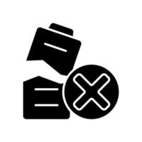 Dont use with damaged battery black glyph manual label icon vector