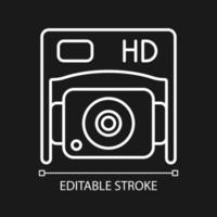 HD bottom camera white linear manual label icon for dark theme vector