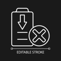 Dont fully drain battery white linear manual label icon for dark theme vector