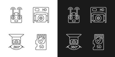 Effective drone use linear manual label icons set for dark and light mode vector