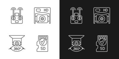 Effective drone use linear manual label icons set for dark and light mode vector