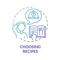 Choosing recipes blue gradient concept icon vector