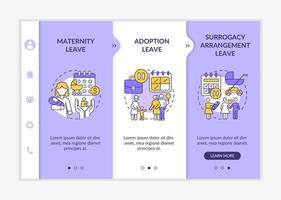 Maternity leave types onboarding vector template