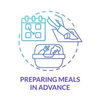 Preparing meals in advance blue gradient concept icon vector