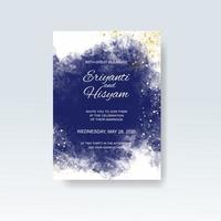 Watercolor wedding invitation card. Beautiful wedding card watercolor with splash. vector