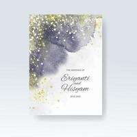 Watercolor wedding invitation card. Beautiful wedding card watercolor with splash. vector