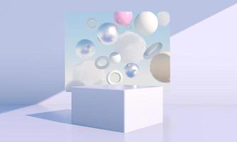 Minimal scene with geometrical forms, podiums in cream background with shadows. Scene to show cosmetic product, Showcase, shopfront, display case. 3d photo