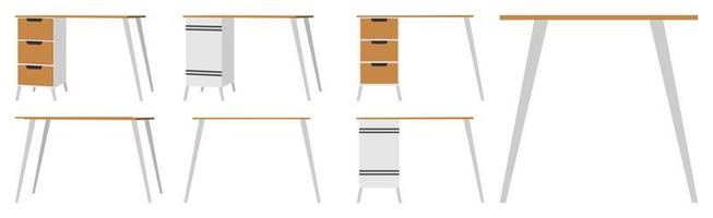 Beautiful cute modern home office table for freelancer with different poses and position with drawer