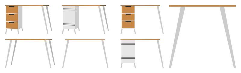 Beautiful cute modern home office table for freelancer with different poses and position with drawer