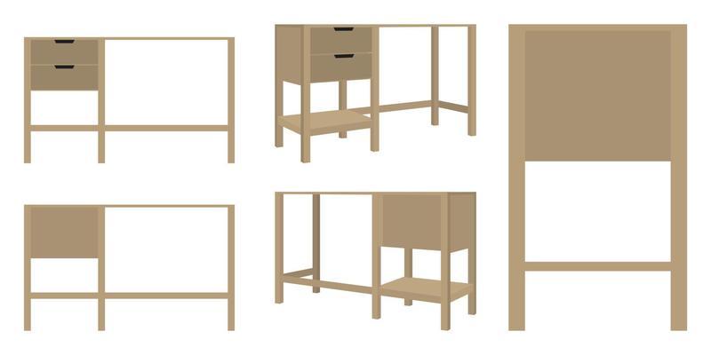 Beautiful cute modern home office table for freelancer with different poses and position