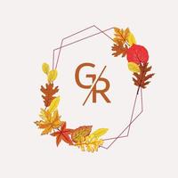 decorative autumn floral frame with sample Text vector