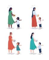 Child demands attention semi flat color vector character set. Full body people on white. Family members isolated modern cartoon style illustration for graphic design and animation pack