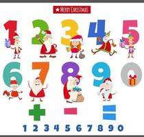 educational numbers set with Christmas characters vector