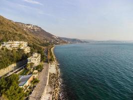 Trieste, the city and its gulf from above. Sunset. photo