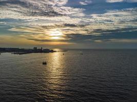 Trieste, the city and its gulf from above. Sunset. photo