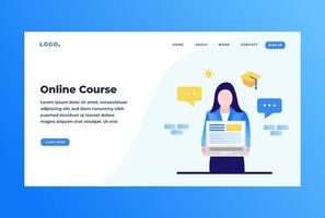 Online course landing page vector