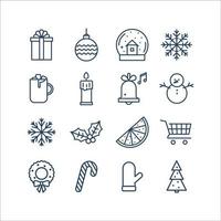 Set of Christmas and New Year icons. Icons in outline style. Vector illustration