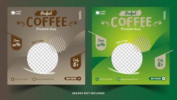 Coffee shop social media  posts banner template Vector