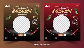 Sandwich breakfast set social media banner template vector