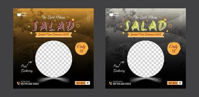 Bio food salad social media post template vector