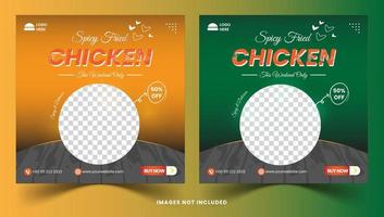 Luxury food menu delicious chicken story banner template set vector