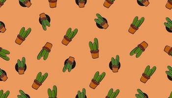 Dibujado a mano patrón lindo cactus, cactus de fondo transparente vector