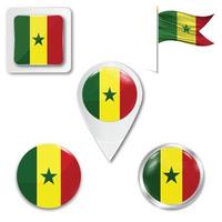 Set of icons of the national flag of senegal vector