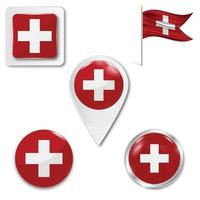 Set of icons of the national flag of Switzerland vector