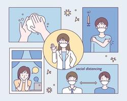 Doctor is explaining how to prevent infectious diseases. vector
