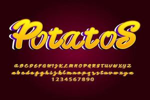 fuente de patatas del alfabeto para banner de visualización, producto, negocio, promoción, anuncios vector