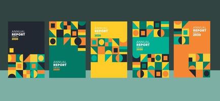 Colourful geometrical annual report collection. Modern business brochure, banner, page, leaflet, flyer, magazine, cover book template. Abstract colorful background Cover presentation vector