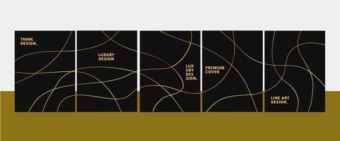 colección de fondo de portada premium de lujo abstracto con línea dorada para impresión, volante, folleto, anuncios, pancarta, informe, revista, póster. ilustración vectorial vector