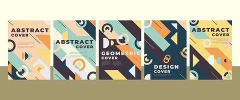 Abstract colorful geometric cover collection, cool collection of vintage covers, creative shape composition background for print, business, flyer, banner, magazine, report, brochure, book vector